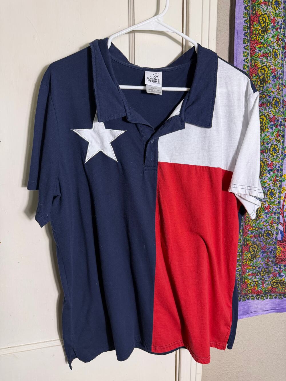 Texas Flag Polo Red White Blue Lone Star Western Americana - XXL